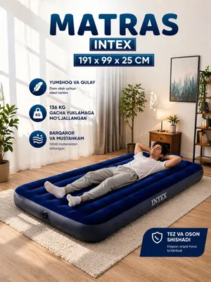 Intex 191×99×25 sm o‘lchamli puflanadigan matras 1