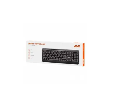 } Qora rangli 2E KM1040 USB-A membranali klaviatura 1