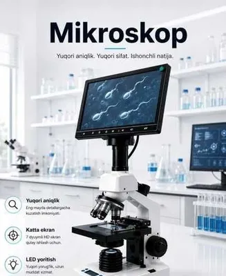 Mikroskop - 40–1000x kattalashtirish, isitish stoli bilan 1