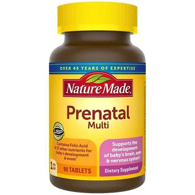 Homilador ayollar uchun Prenatal Multi vitaminlari, 90 tabletka + foliy kislotasi, AQSh 1