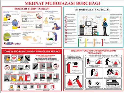 mehnat muhofazasi bo‘yicha plakatlar, burchaklar, bannerlar 1