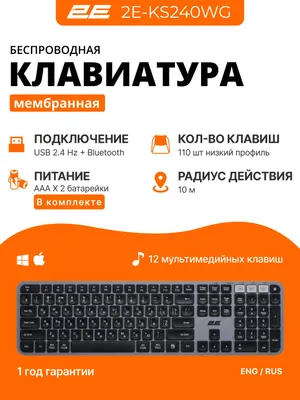 2E-KS240WG simli membranali klaviatura, USB, Black 1