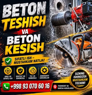 Beton teshish kesish xizmati