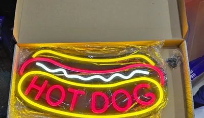 Neon tablichka hot dog Salon Burger Barber shop 1