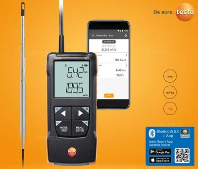 Ilova orqali ulanishga ega Testo 425 termoanemometri 1