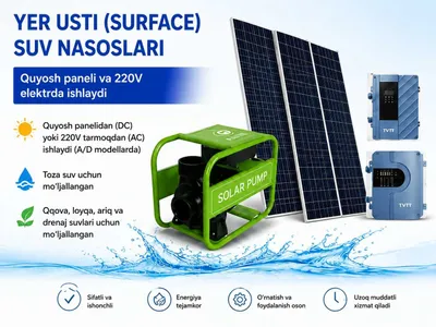 Yer usti suv nasoslari | Quyosh paneli va 220V elektrda ishlaydi 1