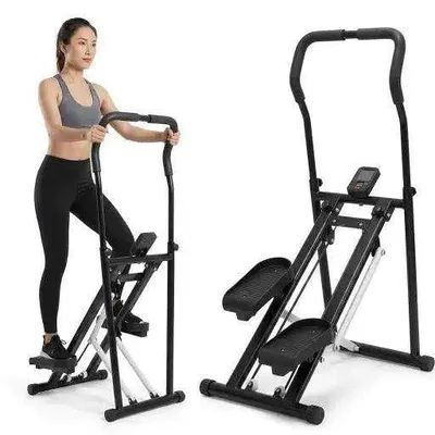 Uyga stepper trenajor displeyli, tutqichli, ixcham kardio sport modeli 1