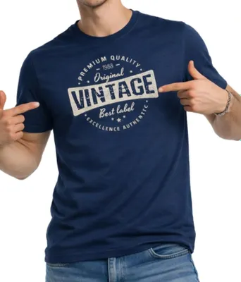 Футболка с надписью VINTAGE, синяя