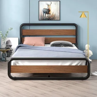 Двуспальная кровать Loft, металлическая кровать для спальни 1