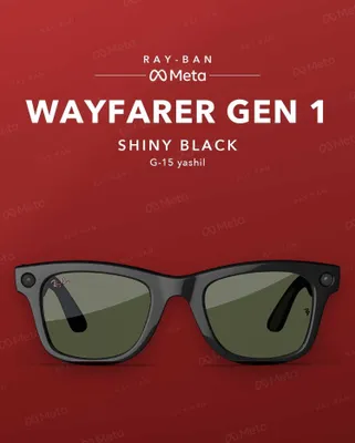 Ray-Ban Meta Wayfarer Gen 1 Shiny Black, G-15 yashil linza — original 1