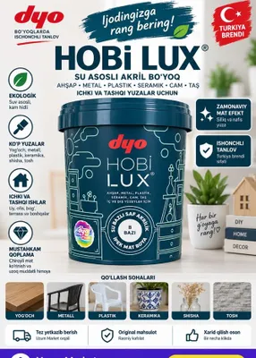 DYO Hobi Lux — universal akril bo‘yoq, yog‘och, metall, plastik uchun