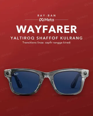 Ray-Ban Meta Wayfarer Gen 2, глянцевая прозрачная серая оправа, линзы Transitions 1