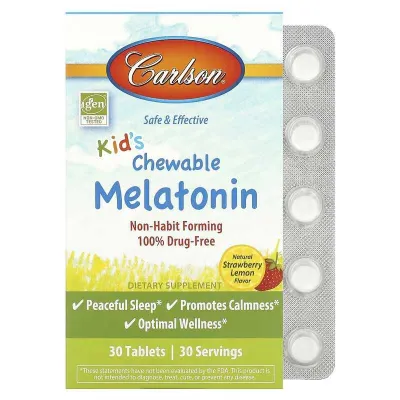 Carlson, bolalar uchun chaynaydigan melatonin, 300 mkg, 30 tabletka