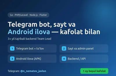 Telegram-бот, сайт, Android-приложение и backend — с гарантией