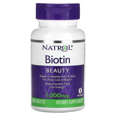 Natrol, Biotin, Biotin, 1000 mkg, 100 tabletka 1