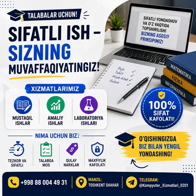 O'quv topshiriqlarini tayyorlash xizmati