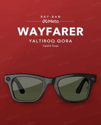 Ray-Ban Meta Wayfarer Gen 2, глянцевый чёрный, зелёные линзы — оригинал 1