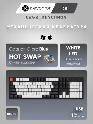 Игровая механическая клавиатура Keychron C2 104 Key Gateron G PRO Blue, HOTSWAPP, White Led, C2G2 1