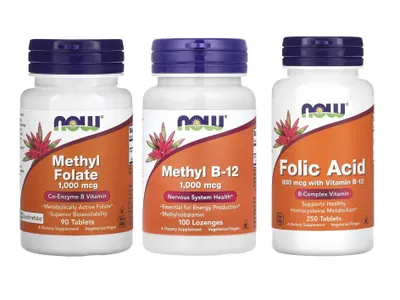 NOW Foods Folic Acid Methyl Folate Methyl B-12 foliy kislotasi 1