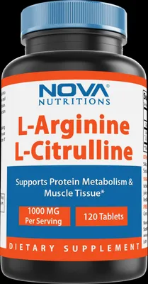 L-arginin L-sitrullin 1000 mg, 120 tabletka, L-Arginine L-Citrulline, AQSh 1