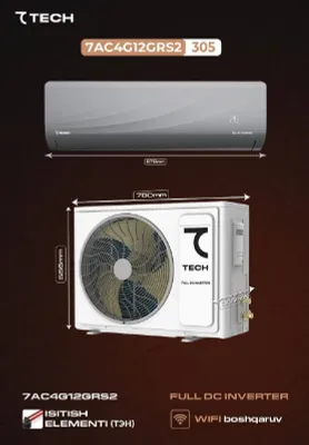 Кондиционер 12 7TECH Full DC Inverter Wi‑Fi TEN PTC