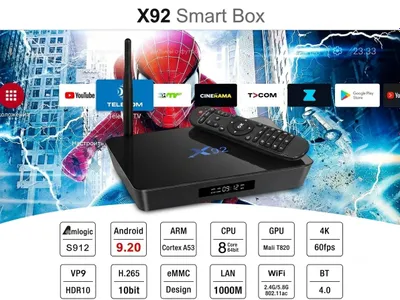 Смарт-бокс X92, 3/16 ГБ, Android 9.20, версия Amlogic S912, модернизированный 1
