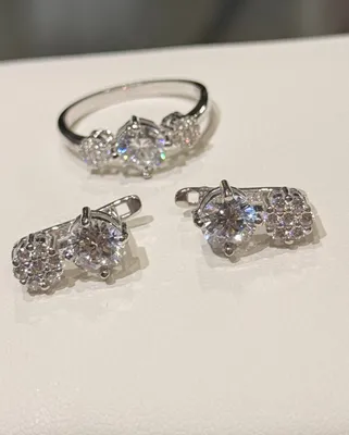 Комплект серебра 925 пробы, не чернеет