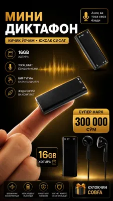 Мини диктафон 16 ГБ 1