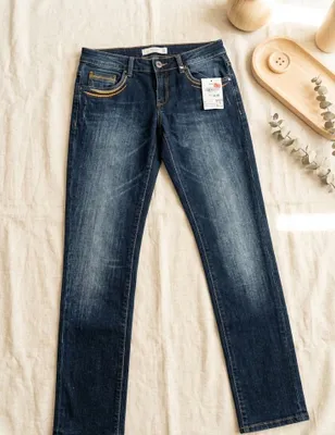 Qizlar uchun sifatli dark wash jinsi shim