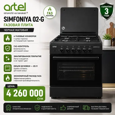 газовая плита Artel Simfoniya 02-G черная матовая