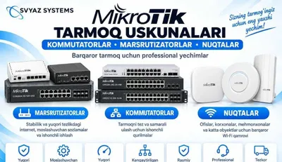 MikroTik tarmoq uskunalari. Wi-Fi, kommutatorlar, routerlar