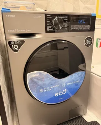 TTECH 8 kg kir yuvish mashinasi — BLDC Inverter + Steam