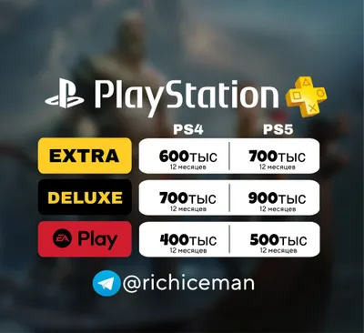 Подписка PS Plus Deluxe, Extra, EA Play на 12 месяцев
