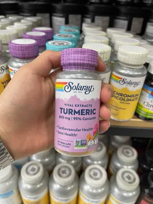 Solaray, Vital Extracts, kurkuma, 30 ta o‘simlik kapsulasi