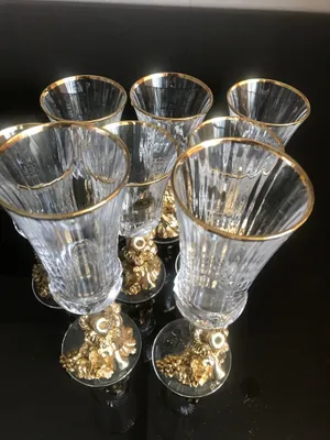 Italiya fujerlar bokallar xrustal 24 karat oltin original yangi
