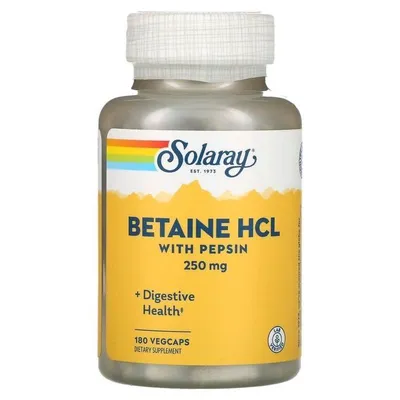 Betaine HCL with Pepsin Бетаин И Пепсин Solaray 180 капсул 1