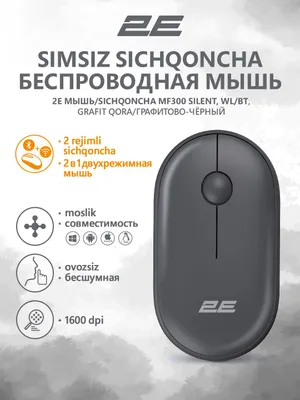 Kompyuter va noutbuk uchun shovqinsiz simsiz sichqoncha, qora (2E-MF300WBK) 1