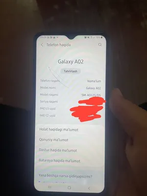 Samsung a02 xotira:32 kamera:tinniq 1