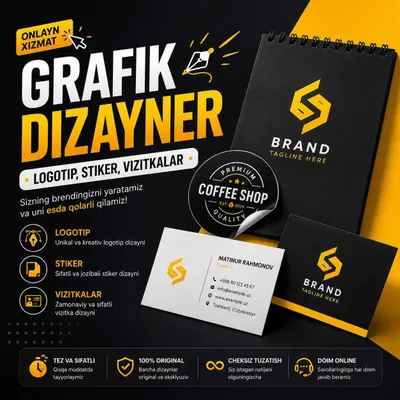 Grafik dizayner xizmati Logotip,stiker,vizitkalar Графический дизайнер