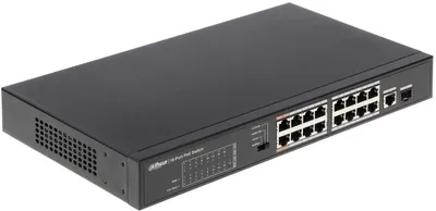 16 portli FE PoE+ va 1 portli gigabit PoE kommutatori