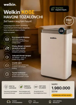 Havo tozalagich va namlagich 2v1 Welkin 1