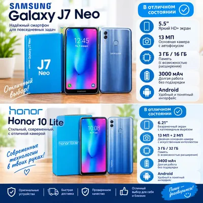 Samsung Galaxy J7 Neo va Honor 10 Lite.