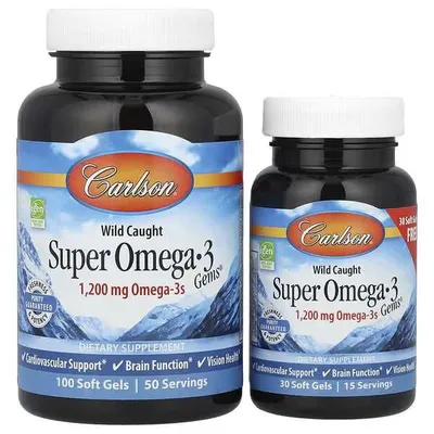 Carlson, Super Omega-3, Карлсон омега-3, омега-1200, Карлсон рыбий жир 1