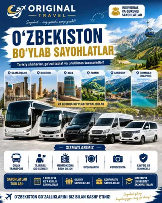 Turizm xizmatlari o'zbeksiton bo'ylab sayohat.
