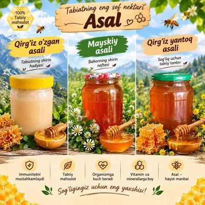 Tabiiy Asallar (toza) 1kg 150.000 soʻm 1