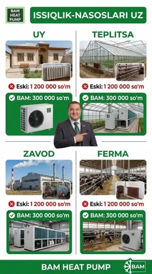 FanCoil Тепловой Насос Фергана Issiqlik Nasoslari Fargona -40% SKIDKA 1