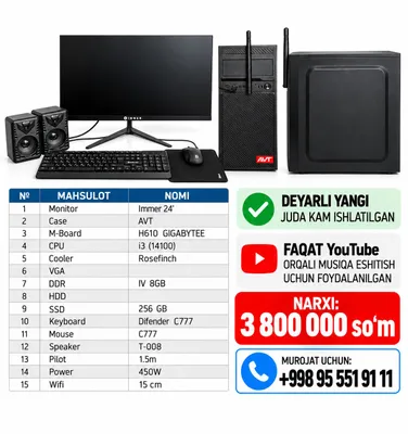 kompyuter komplekt immer 24 dyuym monitor