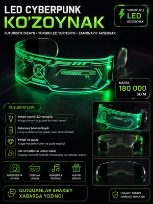 LED-очки Cyberpunk | Неоновый LED-visor | 1