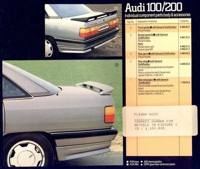 AUDI 100/200/2000/5000 Quattro uchun Zenber/Votex spoyleri, orqa spoyler 1