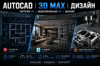Чертежи 2D AutoCAD Моделирование 3D MAX ДИЗАЙН 2д Автокад 3д модели 1